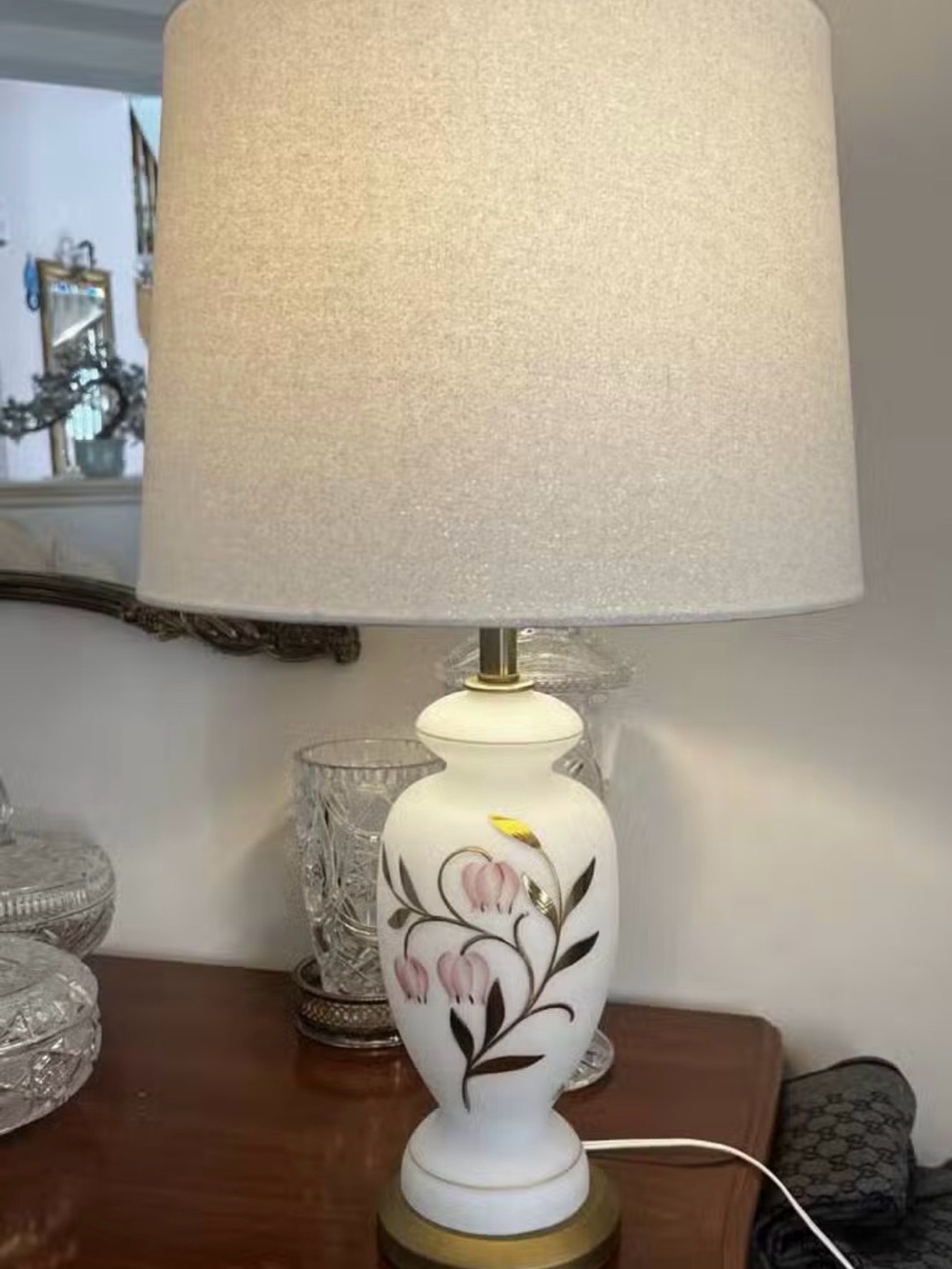 Marked- Germany milk glass hand painted lamp vintage/ Antique?